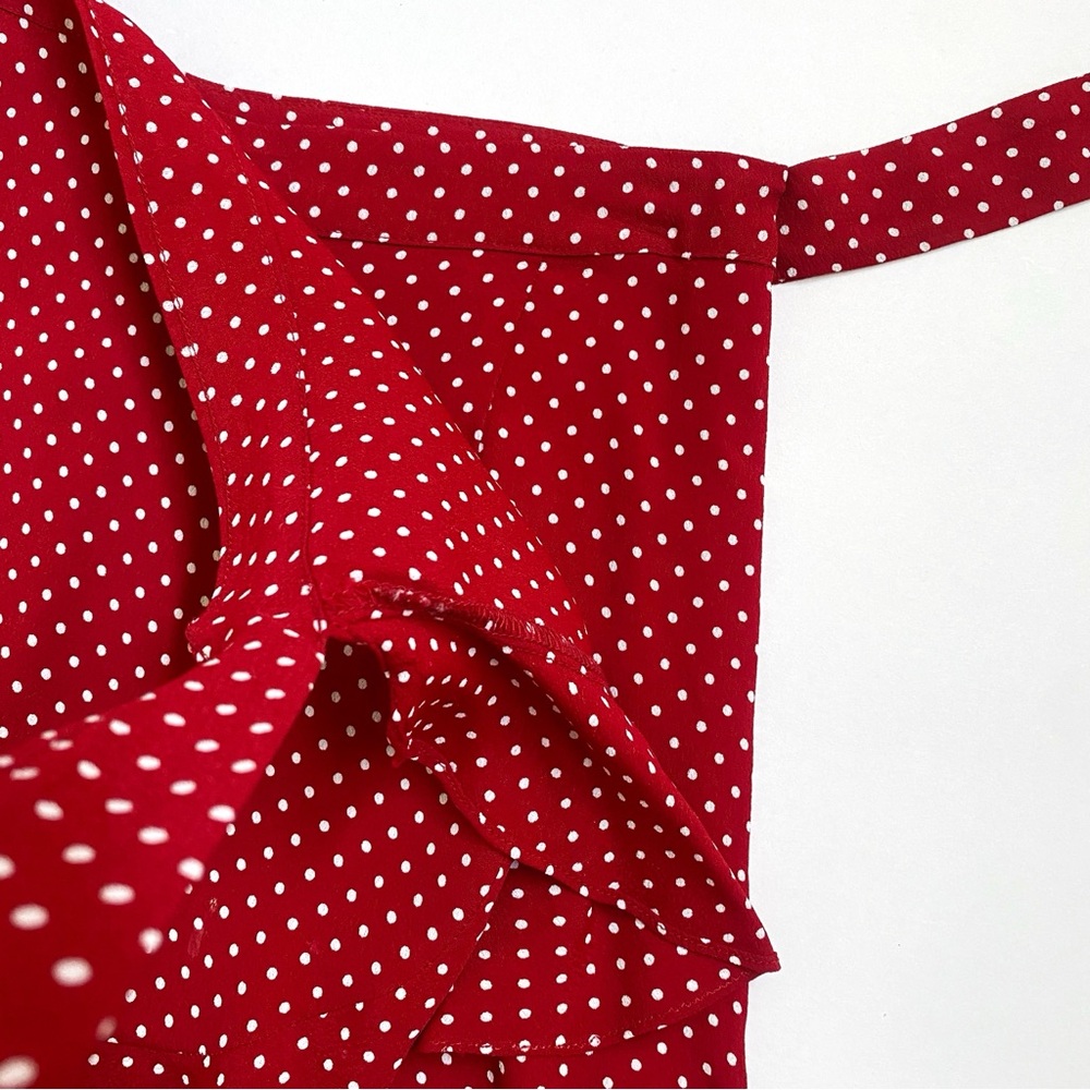 FOR LOVE AND LEMONS SPARKLER RED WHITE POLKADOT SIDE WRAP RUFFLE SKORT - Picture 4 of 10